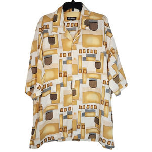 Mench Platinum 3XL Mens Shirt Short Sleeve‎ Button Down Geometrical Poly Tans